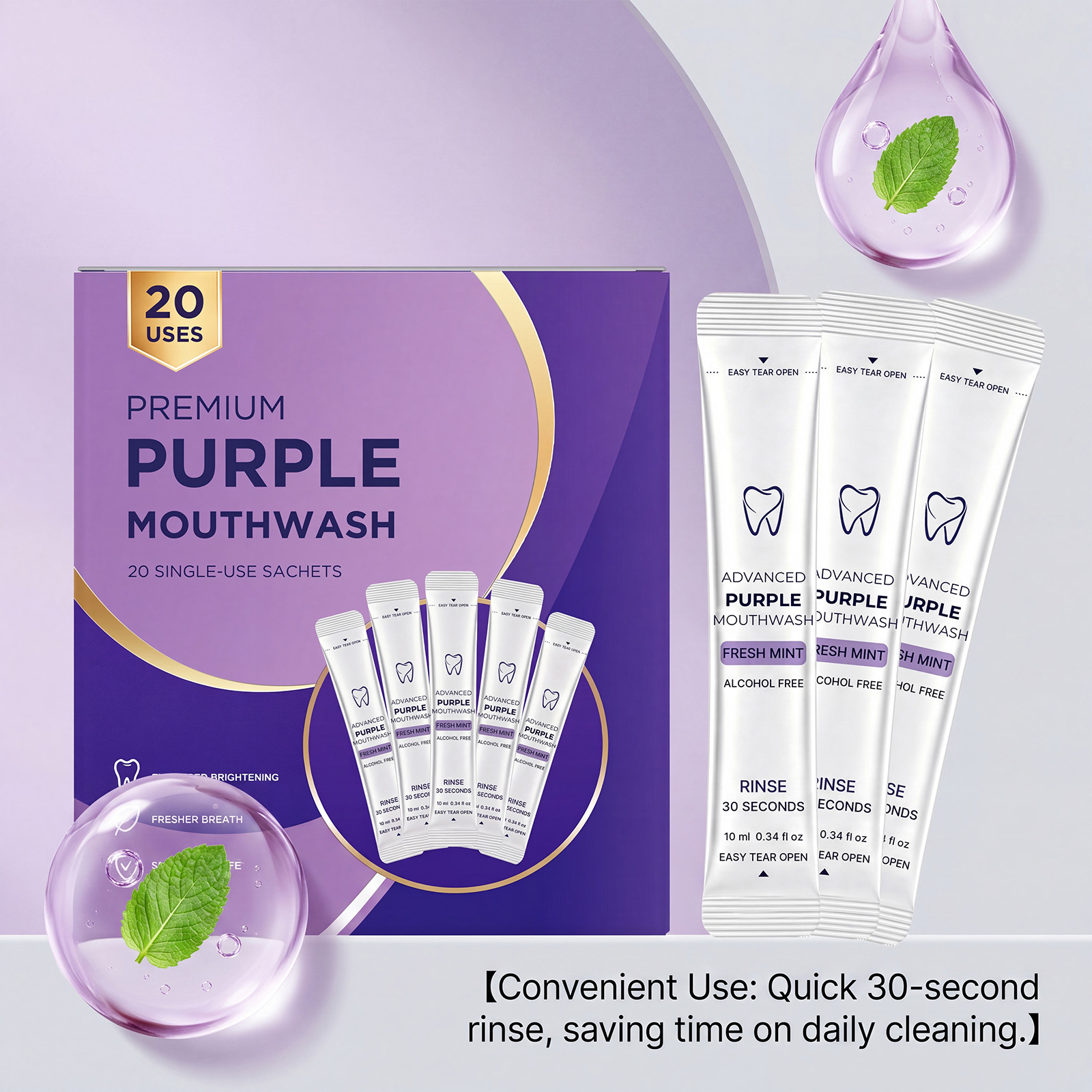 Набор из 20/40 флаконов фиолет – обзор и цена Whitening Mouthwash